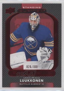 2021 Upper Deck Ovation Rookies Red Standing /100 Ukko-Pekka Luukkonen Rookie RC