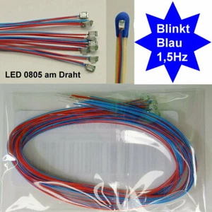 10 Stück SMD LED 0805 Blau Blinkt Blinkend Flash 1,5 Hz mit Microkabel B14/5 - Bild 1 von 1