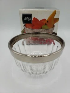 Dessert Glass Bowl - Mikasa Cambria Silver Rim - 4 1/4'' Open Box MIKA02 - Picture 1 of 12