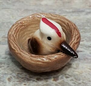 Vintage Hagen Renaker Baby Woodpecker In Nest