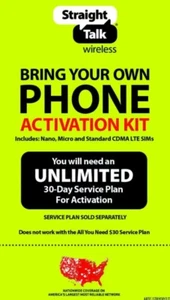 Straight Talk Karta SIM Verizon Network 4G LTE Zestaw aktywacyjny CDMA z narzędziem SIM - Zdjęcie 1 z 3