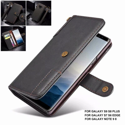 Genuine UJA Leather Wallet Card Case Cover For Samsung Galaxy S20 S10 S9 Note 20 - Image 1 of 4