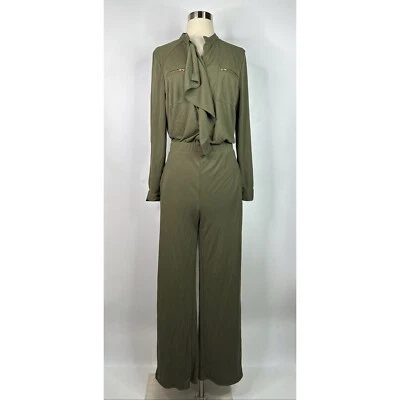Chico’s Roll Tab Sleeve Collared Jumpsuit Sz M - Image 1 of 4