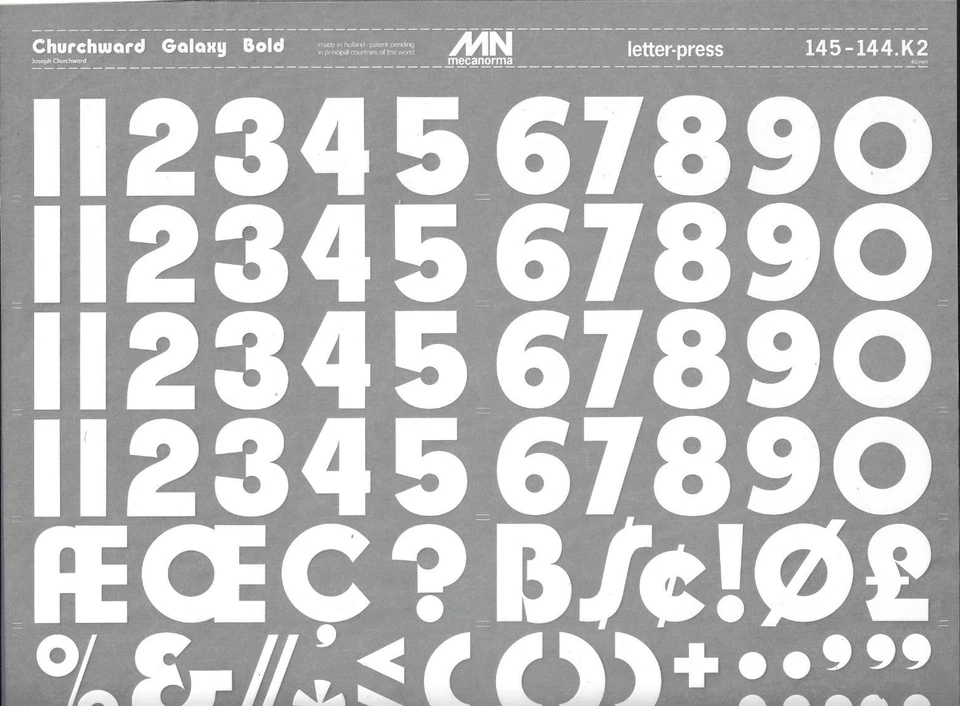 Transferencia de letras secas MECANORMA 145-144 K2 #102 CHURCHWARD GALAXY 40 mm BLANCO Foto 1 de 1