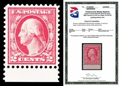 Scott 461 1915 2c Washington Mint F-VF NH Cat $350 with PSE CERT (ex. Champagne) - Image 1 of 3