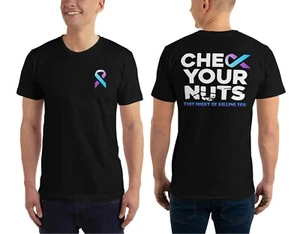 Prostate Testicular Cancer T-Shirt Check Your Nuts Dad Grandpa Father Day Gift - Imagen 1 de 5