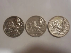 serie completa 1 lira 1915 1916 1917 quadriga argento - Foto 1 di 2