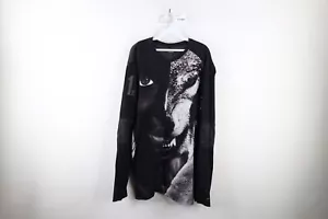 Streetwear Mens 2XL Faded All Over Print Wolf Nature Beast Long Sleeve T-Shirt - Picture 1 of 12