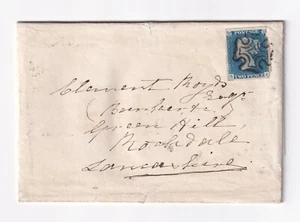 SG6 1840 2d. Azul pálido, placa 1 - 3 márgenes en cubierta gato £3,500 - Imagen 1 de 3
