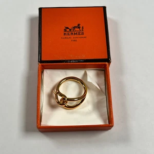 HERMES Scarf Ring Jumbo Gold-tone With Box - Picture 1 of 7