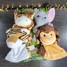 Plush Creations, Set of 4, Plush Jungle Hand Puppet Set.  Safari Animals. New