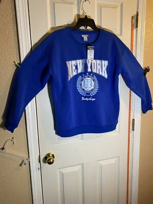 Rue21 Mujer M Pullover Sudadera Azul New York College Brooklyn League School Foto 1 de 4