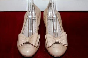 Miu Miu Jewel Nappa Bow Nude Leather Ballet Flats   Sz 6.5  $495  #DS *P - Picture 1 of 7