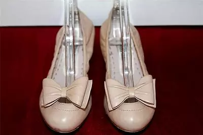  Miu Miu Jewel Nappa Bow Nude Leather Ballet Flats   Sz 6.5  $495  #DS *P - Image 1 of 4