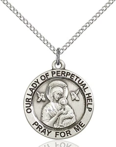925 Sterling Silver Perpetual Help Virgin Mary Medal Necklace Pendant - Picture 1 of 1