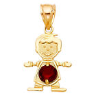 14k Gold Garnet January Birthstone Boy Pendant Kid Charm For Necklace or Chain