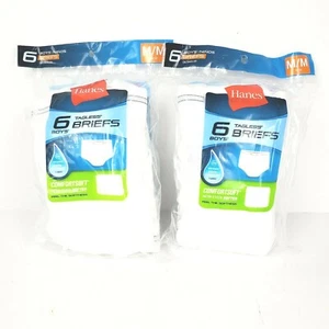 Hanes 6 pack Tagless Boys Briefs Underpants Size M Medium Lot of 2 = 12 Briefs - Picture 1 of 7