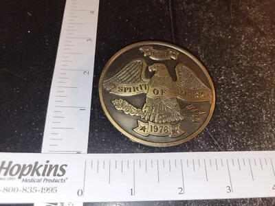 1976 Bicentennial Eagle Spirit Of America Bald Eagle Belt Buckle Round Patriotic - Image 1 of 2