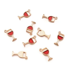 100pcs Alloy Enamel Wine Glass Pendants Mini Metal Dangle Charms Smooth 20x8mm - Picture 1 of 10