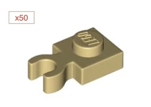 50 New LEGO Tan 1x1 Modified Plate w Open O Clip thick 44860 vertical grip hold - Picture 1 of 2