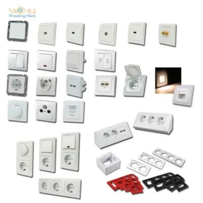 DELPHI Schalterprogramm weiß, Schalter, Dimmer & Steckdosen mit Rahmen Unterputz - Bild 1 von 4