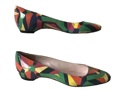 Emilio Pucci Low Heel Ballet Shoes Multi Color Logo  Size 40.5 Or 10.5 - Image 1 of 4
