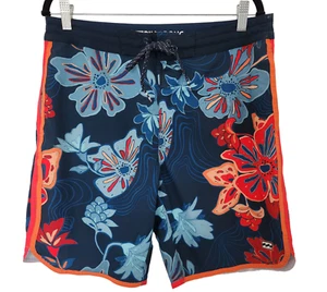 Billabong Mens Board Shorts Lo Tides 73 Back Pocket Blue Flowers Size 32 - Picture 1 of 11