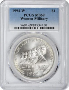 1994-W Women in Military Silver Commemorative Dollar MS69 PCGS Mint State 69 - Picture 1 of 2