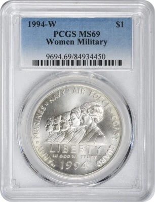 1994-W Women in Military Silver Commemorative Dollar MS69 PCGS Mint State 69 - Image 1 of 2