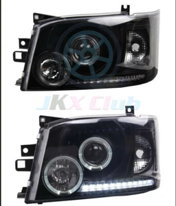 Black Lens Angel-eye COB LED Headlight Lamp p Fit For Toyota Hiace 200 Van 05-10 - Picture 1 of 12