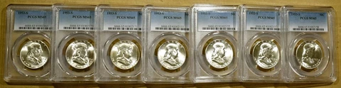 1953-S PCGS MS65 Franklin Half Dollar - 100% White Cover