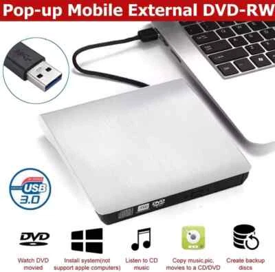 Slim USB 3.0 External CD-RW DVD ROM Drive Writer Reader Burner For Laptop PC NEW - Image 1 of 4