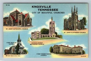 Knoxville TN-Tennessee Montage schöner Kirchen Vintage Souvenir Postkarte - Bild 1 von 2