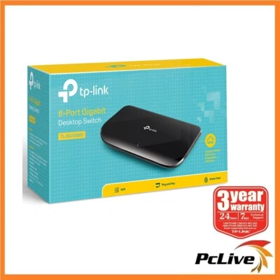 NEW TP-Link TL-SG1008D V9 8 port 1000Mbps Gigabit Ethernet Switch Plug and Play - image 1 of 4