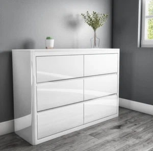 Gloss White Chest of Drawers Wooden - Picture 1 of 6