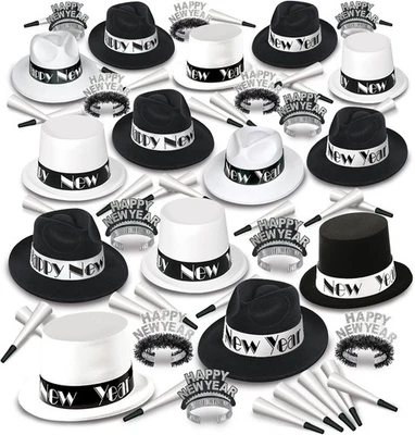 Beistle Pack Fiesta Nochevieja para 100 Personas, Negro, Blanco y Plata...  Foto 1 de 4