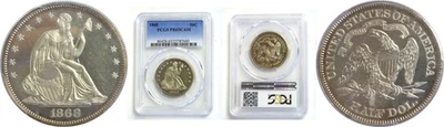 Medio dólar libertad sentada 1868 50C graduación profesional cámara pr-65 Foto 1 de 3