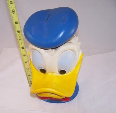 VTG 60-70s Walt Disney Play Pal Plastics Donald Duck Piggy Bank Coin Bank 10.5" - Image 1 of 4