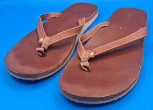 Lucky Brand TAN Leather Flip Flops Women’s US-SZ 10 UK- SZ 12 EURO- SZ 42 - Picture 1 of 7