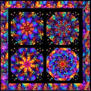 Pre Cut Quilt Kit RAINBOW WILDCATS Pre Cut Kaleidoscope Kit, Cat Quilt - Bild 1 von 9