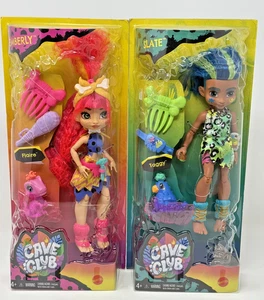 Cave Club Emberly & Slate Prehistoric Fashion Dolls with Dinosaur Pets-Lot of 2 - Picture 1 of 11