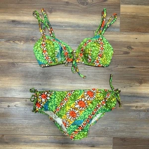 Vintage 60er Dayglo Flower Power Bikini - Bild 1 von 7
