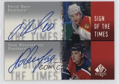 2000-01 SP Authentic Sign of the Times Pavel Bure Ivan Novoseltsev #B/N Auto HOF - Image 1 of 2