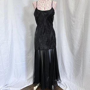 Vintage Victorias Secret Gold Label Black Satin Paisley Chemise Slip Dress S - Picture 1 of 7