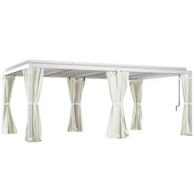 Outsunny 12'x19' Aluminum Pergola with Adjustable Louvered Roof, White