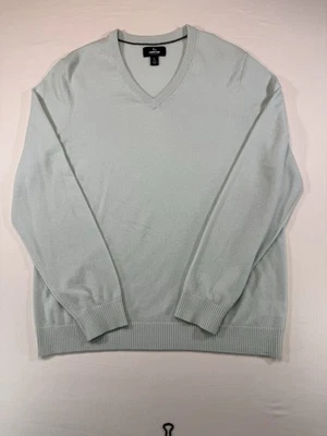 Lands’ End 100% Cashmere Sweater Men’s L Light Blue V-Neck Soft Luxury Knit - Image 1 of 4