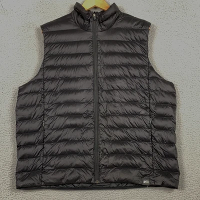 REI Co-op 650 Down Vest Mens XL Black Quilted Full Zip Weather-Resistant Puffer - Image 1 of 4