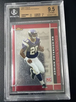 2007 Topps Finest Rookie Adrian Peterson #112 BGS 9.5 GEM MINT Rookie RC - Image 1 of 2