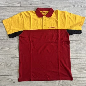 Vintage 2006 Y2K DHL Button Up Polo Employee Driver Shirt Size Large RARE - Picture 1 of 11