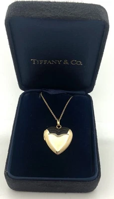 TIFFANY & Co. Cadena de Oro 18K y Oro 14K Corazón Medallón Colgante Collar con Caja Foto 1 de 4